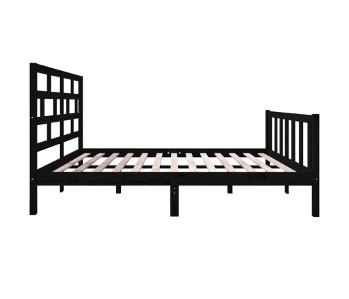 Estructura de cama doble sin colchón madera maciza pino negro