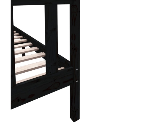 Estructura de cama doble sin colchón madera maciza pino negro