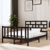 Estructura de cama doble sin colchón madera maciza pino negro