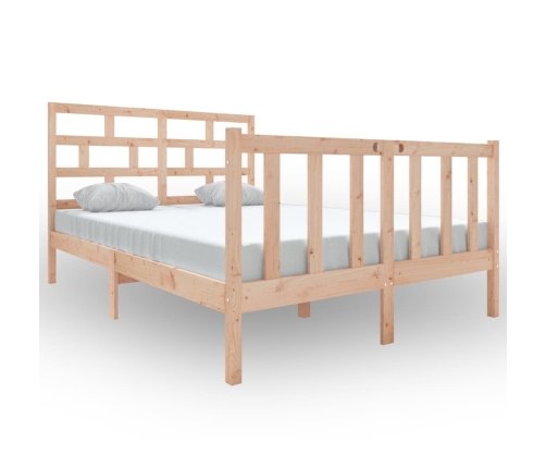 Estructura de cama de madera maciza de pino 140x190 cm