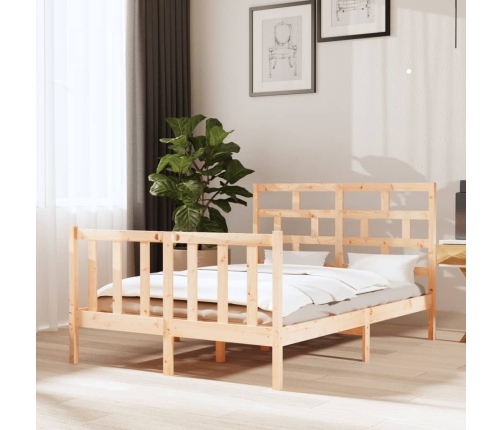 Estructura de cama de madera maciza de pino 140x190 cm