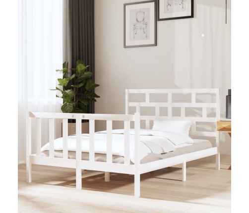 Estructura de cama de madera maciza de pino blanco 140x190 cm