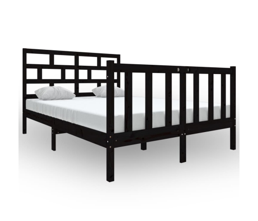 Estructura de cama de madera maciza de pino negro 140x190 cm