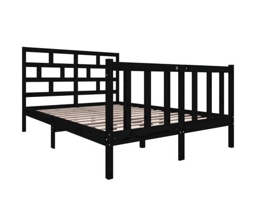 Estructura de cama de madera maciza de pino negro 140x190 cm