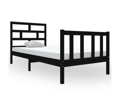 Estructura de cama madera maciza de pino negro 90x200 cm