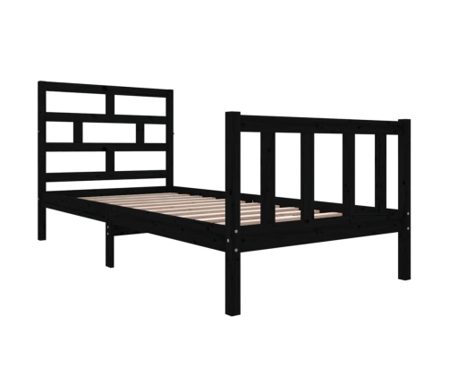 Estructura de cama madera maciza de pino negro 90x200 cm