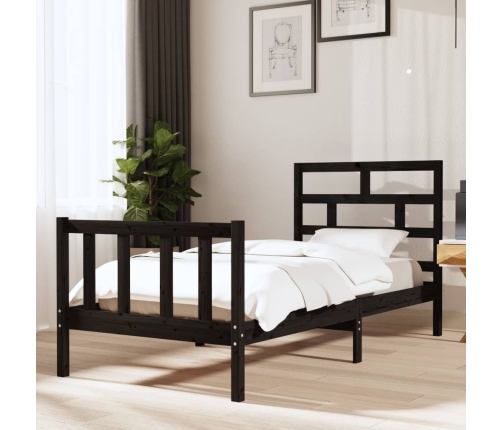 Estructura de cama madera maciza de pino negro 90x200 cm