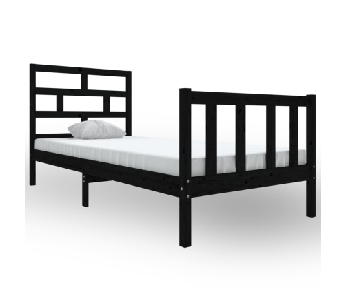 Estructura de cama madera maciza de pino negro 100x200 cm