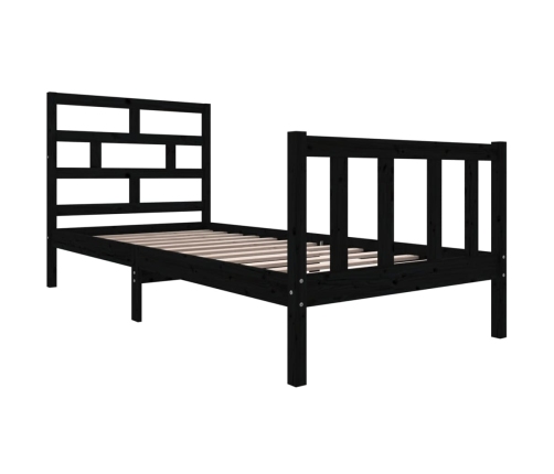 Estructura de cama madera maciza de pino negro 100x200 cm