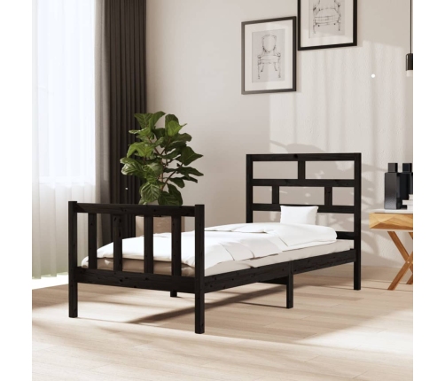 Estructura de cama madera maciza de pino negro 100x200 cm