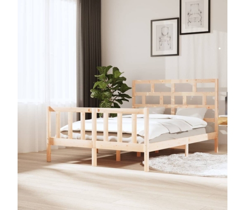 Estructura de cama de madera maciza de pino 140x200 cm