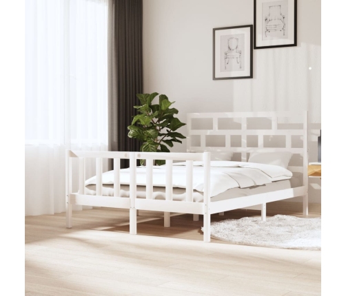 Estructura de cama de madera maciza de pino blanco 140x200 cm