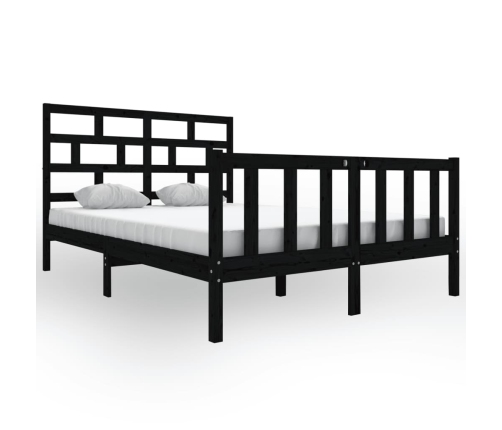 Estructura de cama de madera maciza de pino negro 140x200 cm