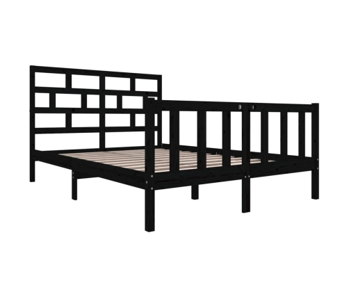 Estructura de cama de madera maciza de pino negro 140x200 cm