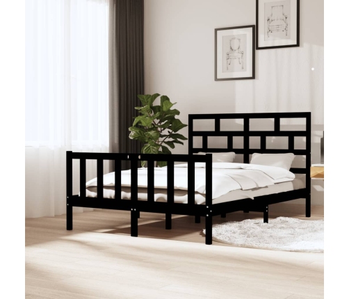 Estructura de cama de madera maciza de pino negro 140x200 cm