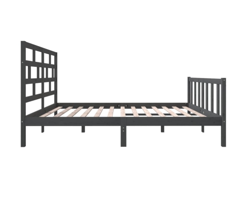 Estructura de cama doble sin colchón madera maciza gris