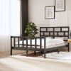 Estructura de cama doble sin colchón madera maciza gris