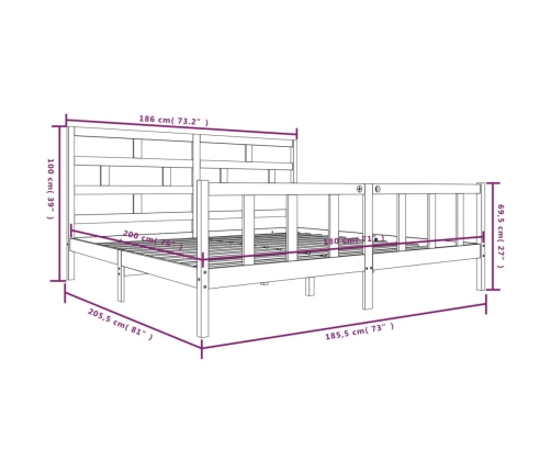 Estructura de cama madera maciza blanco Super King 180x200 cm