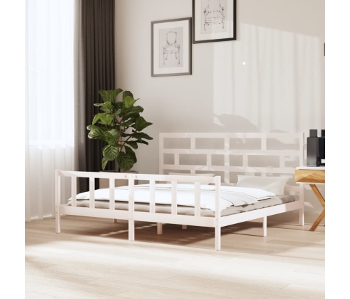 Estructura de cama madera maciza blanco Super King 180x200 cm