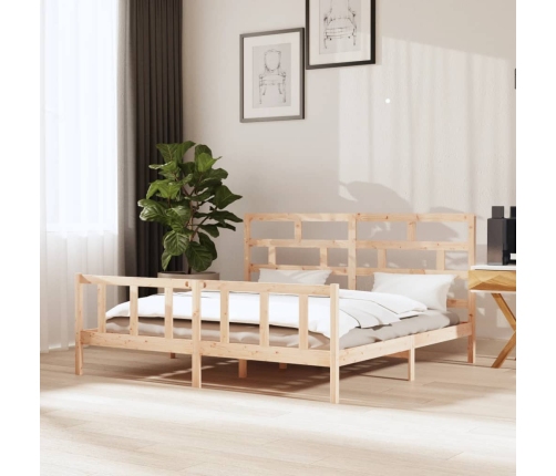 Estructura de cama de madera maciza de pino 200x200 cm