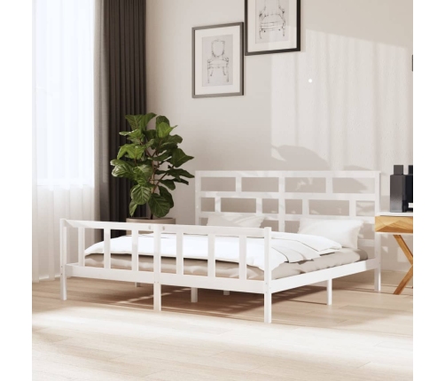 Estructura de cama madera maciza de pino blanco 200x200 cm