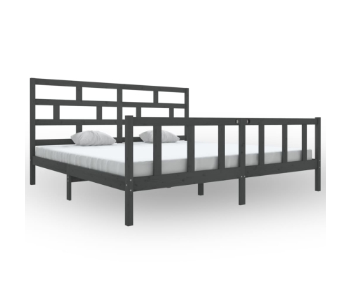 Estructura de cama de madera maciza de pino gris 200x200 cm
