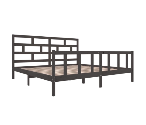 Estructura de cama de madera maciza de pino gris 200x200 cm