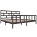 Estructura de cama de madera maciza de pino gris 200x200 cm