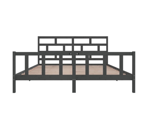Estructura de cama de madera maciza de pino gris 200x200 cm