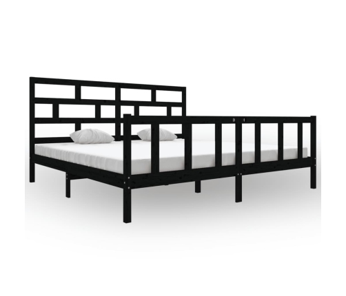 Estructura de cama de madera maciza de pino negro 200x200 cm