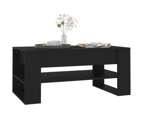 Mesa de centro madera de ingeniería negro 102x55x45 cm