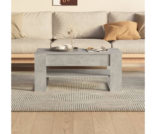 vidaXL Mesa de centro madera contrachapada gris hormigón 102x55x45 cm