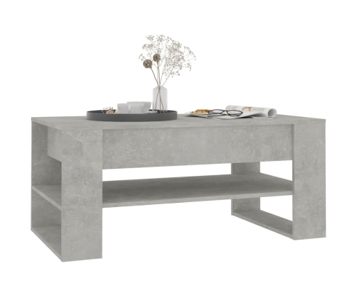 vidaXL Mesa de centro madera contrachapada gris hormigón 102x55x45 cm