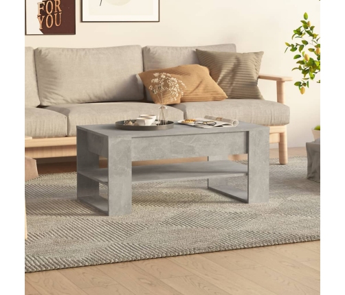 vidaXL Mesa de centro madera contrachapada gris hormigón 102x55x45 cm