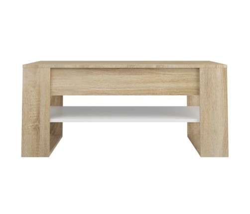 vidaXL Mesa de centro madera de ingeniería blanco y roble 102x55x45 cm