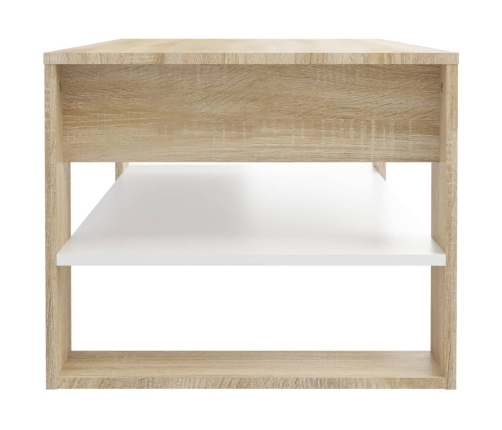 vidaXL Mesa de centro madera de ingeniería blanco y roble 102x55x45 cm