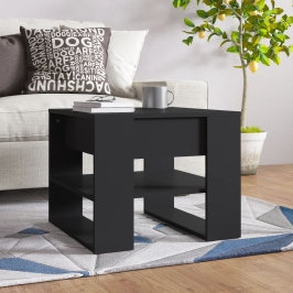 Mesa de centro madera de ingeniería negro 55,5x55x45 cm