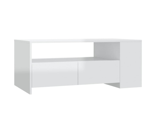 Mesa de centro madera de ingeniería blanco brillo 102x55x42 cm