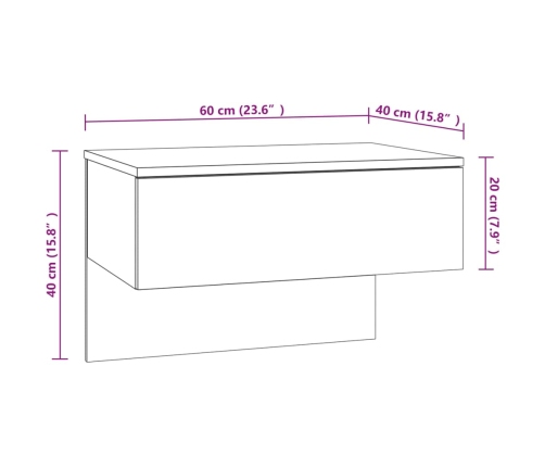 vidaXL Mesita de noche de pared 2 uds color roble Sonoma