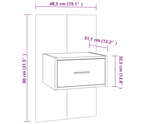 Mesitas de noche de pared 2 unidades blancas