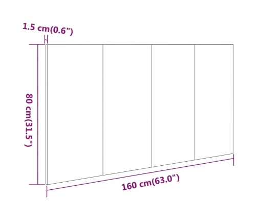 vidaXL Cabecero de cama madera contrachapada blanco 160x1,5x80 cm