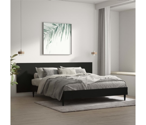 Cabecero de cama pared madera contrachapada negro 240x1,5x80cm