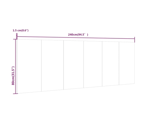 vidaXL Cabecero pared madera contrachapada roble Sonoma 240x1,5x80cm