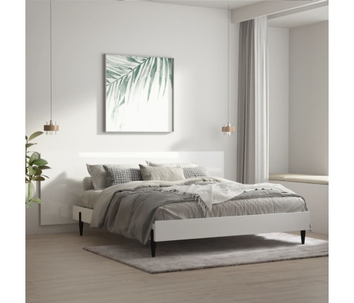 Cabecero cama madera contrachapada blanco brillo 240x1,5x80 cm