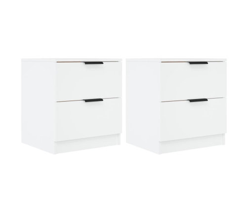 vidaXL Mesitas de noche 2 uds madera contrachapada blanco