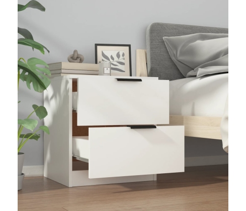 vidaXL Mesitas de noche 2 uds madera contrachapada blanco