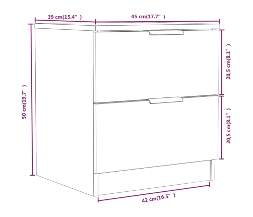 vidaXL Mesitas de noche 2 uds madera contrachapada blanco