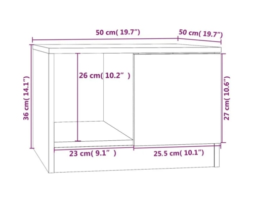 Mesa de centro madera contrachapada blanco 50x50x36 cm