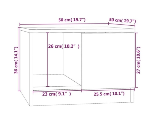 Mesa de centro madera de ingeniería negro 50x50x36 cm