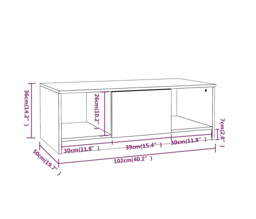 Mesa de centro madera de ingeniería roble Sonoma 102x50x36 cm